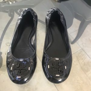 Tory Burch Black Patent Leather Ballerina Flats Size 8